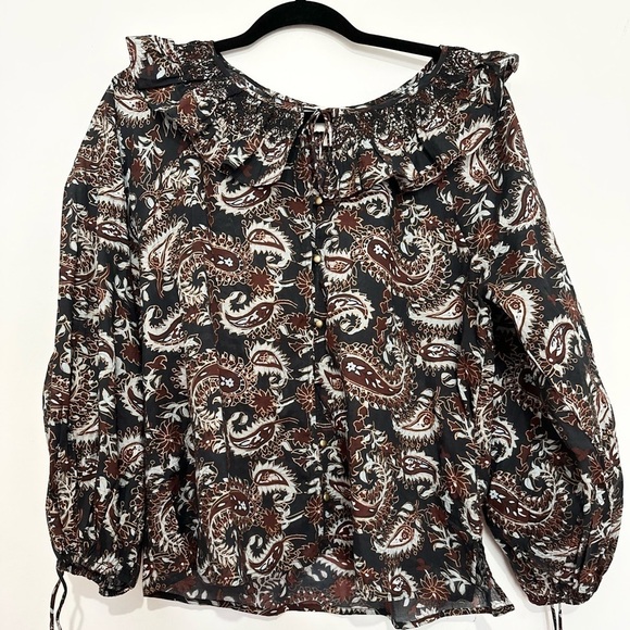 Cleobella blouse Jillian size XS organic cotton floral grudge dark boho indie - Picture 1 of 3